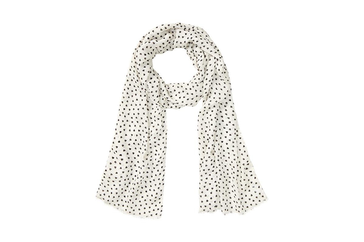 Heart Print Scarf - Canvas beige