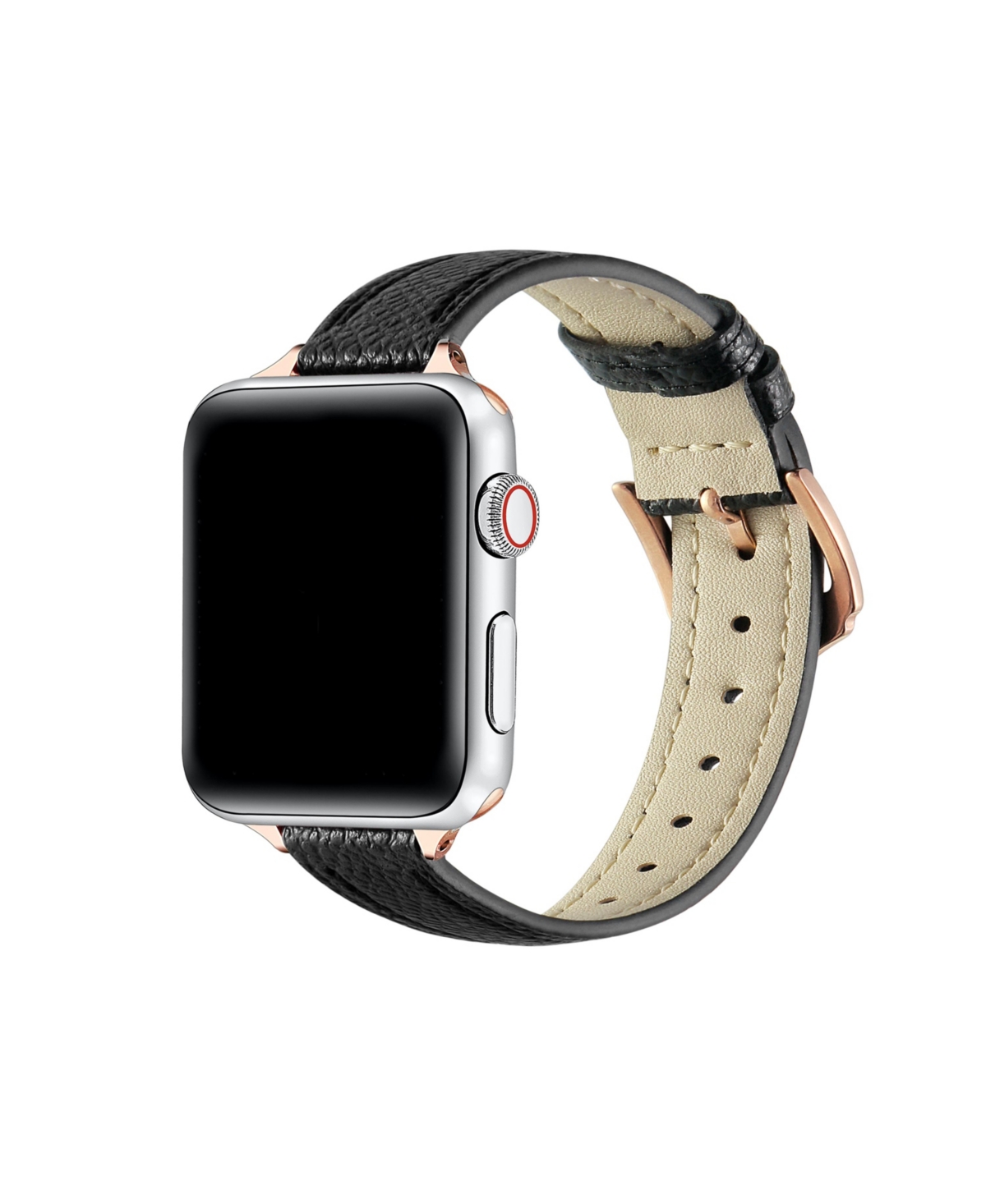 Posh Tech Cleo Skinny Leather Band For Apple Watch, Fits All Apple Watch Models In Black