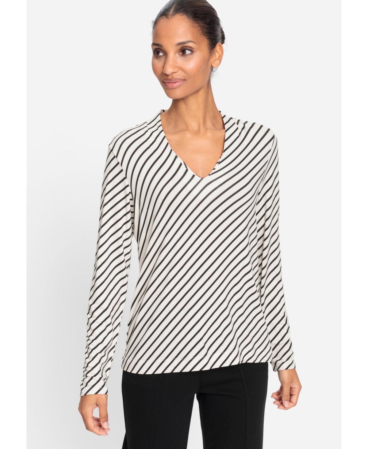 Diagonal Striped T-Shirt - Canvas beige