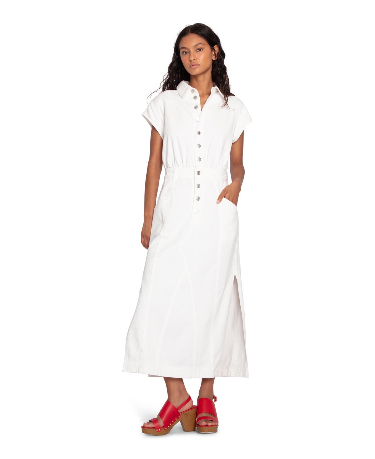 Sundown Denim Midi Shirt Dress - Off-white