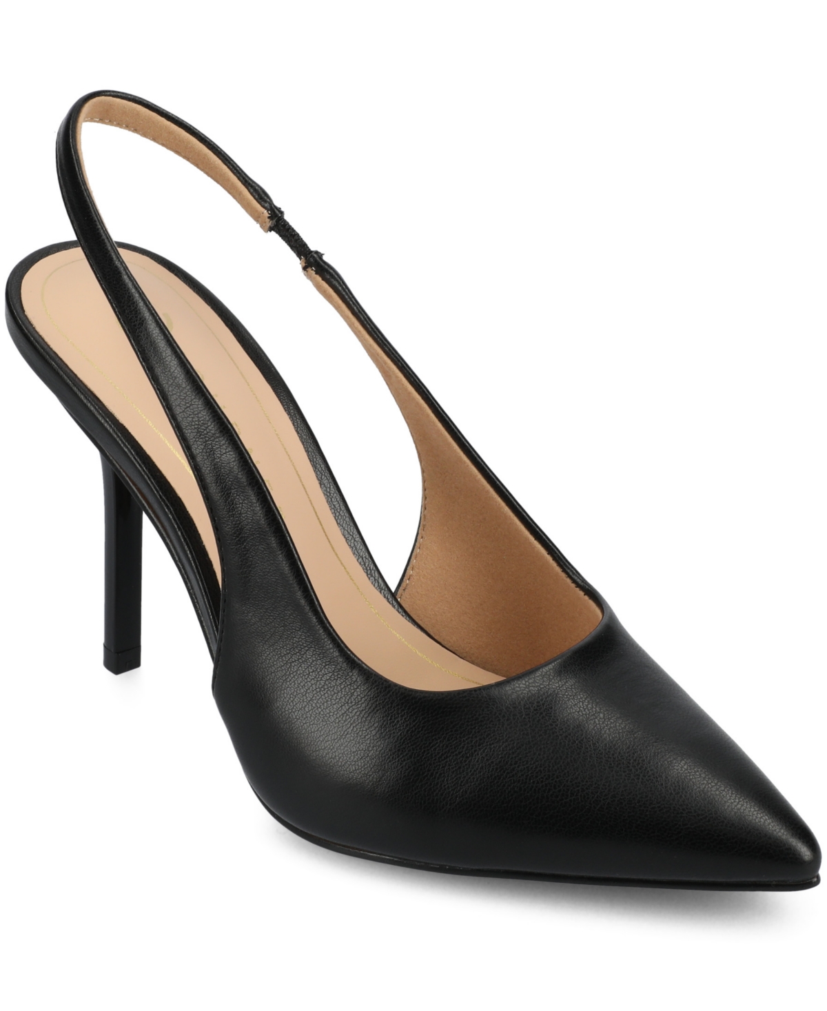 Journee Collection Elenny Slingback Stiletto Pump In Black Polyurethane