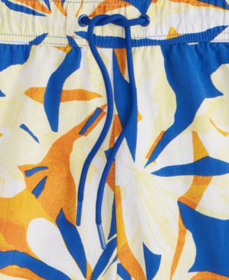 Men's Floral Tones Regular-Fit Printed Swim Trunks, Exclusively at Macy's 