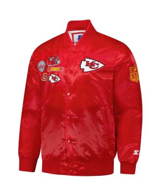 Men's Red Kansas City Chiefs Exclusive Satin Full-Snap Varsity Jacket