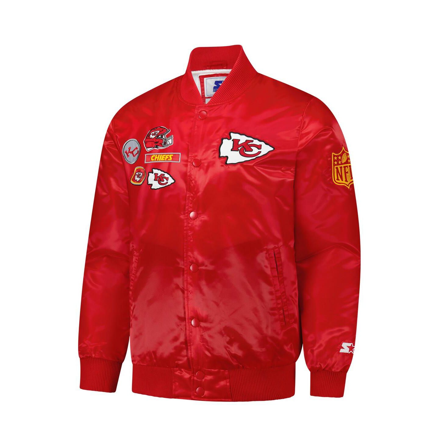 Мужская куртка Starter Red Kansas City Chiefs Exclusive Satin Full-Snap Varsity — фото 2