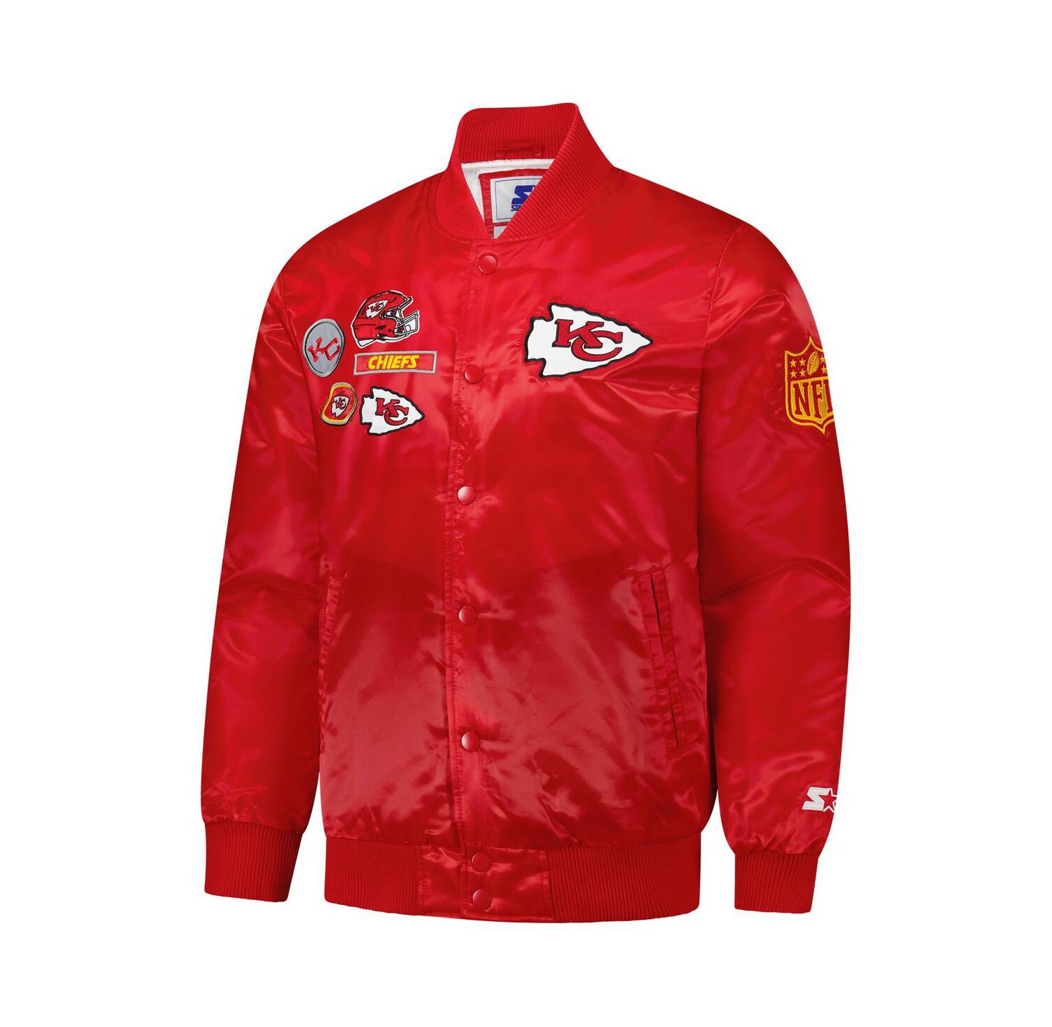Men's Red Kansas City Chiefs Exclusive Satin Full-Snap Varsity Jacket