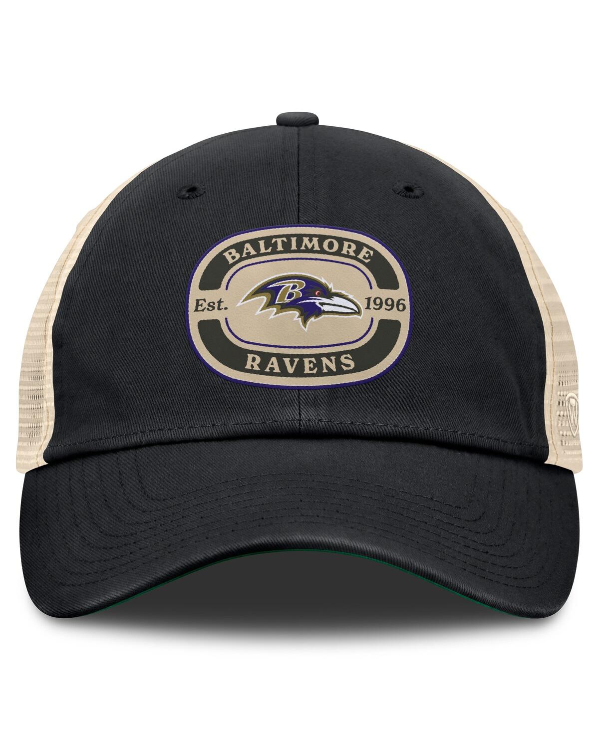 Top Of The World Men's Black Baltimore Ravens Team Patch Adjustable Hat In Black,natural