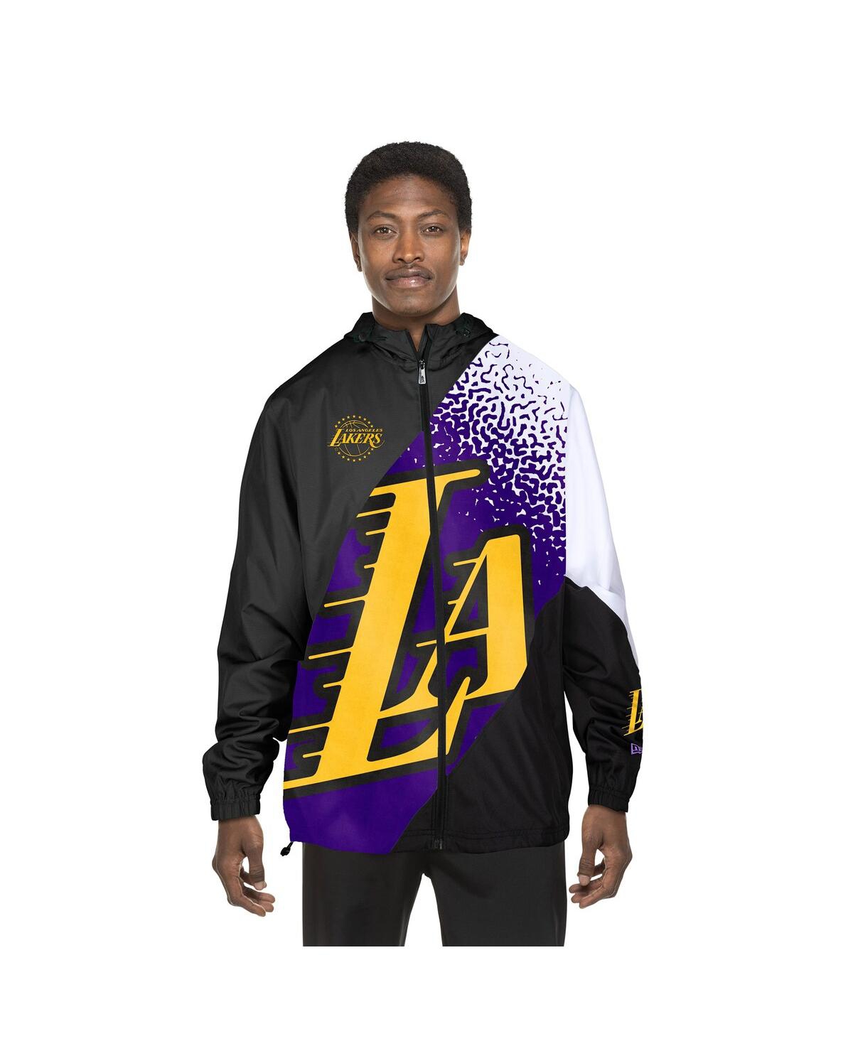 NEW ERA MEN'S BLACK LOS ANGELES LAKERS 2024/25 CITY EDITION FULL-ZIP WINDBREAKER JACKET 