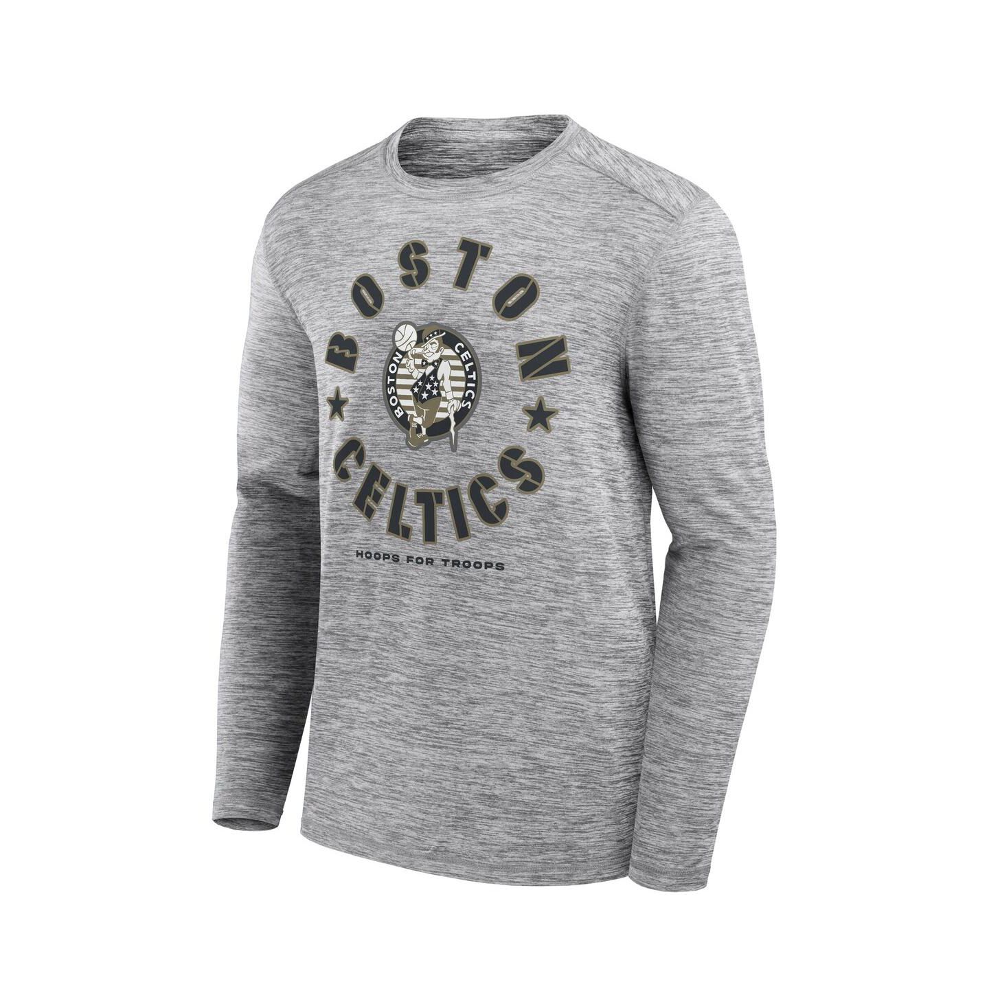 Мужская футболка Fanatics Heather Gray Boston Celtics NBA Hoops for Troops Long Sleeve — фото 2