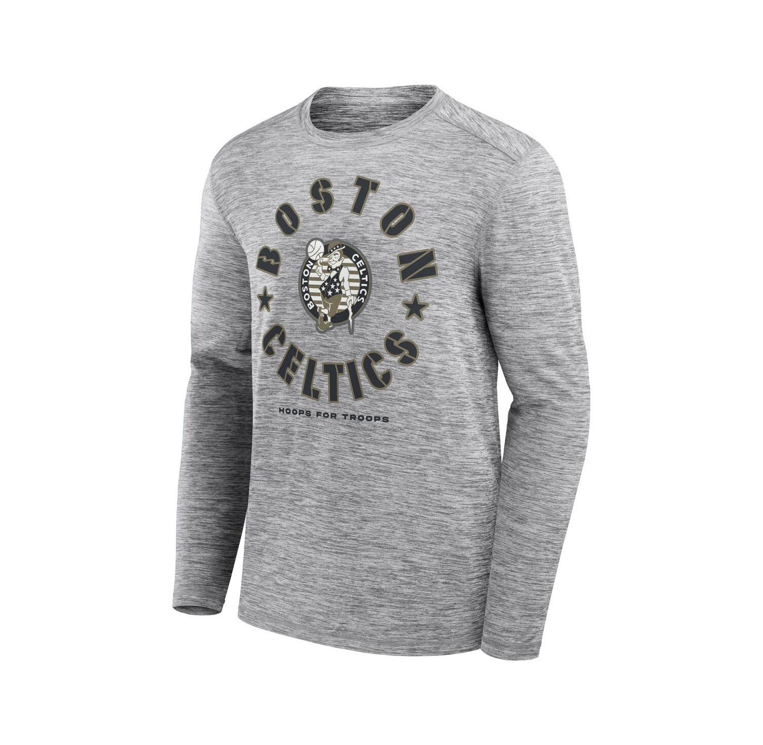 Men's Heather Gray Boston Celtics NBA Hoops for Troops Long Sleeve T-Shirt