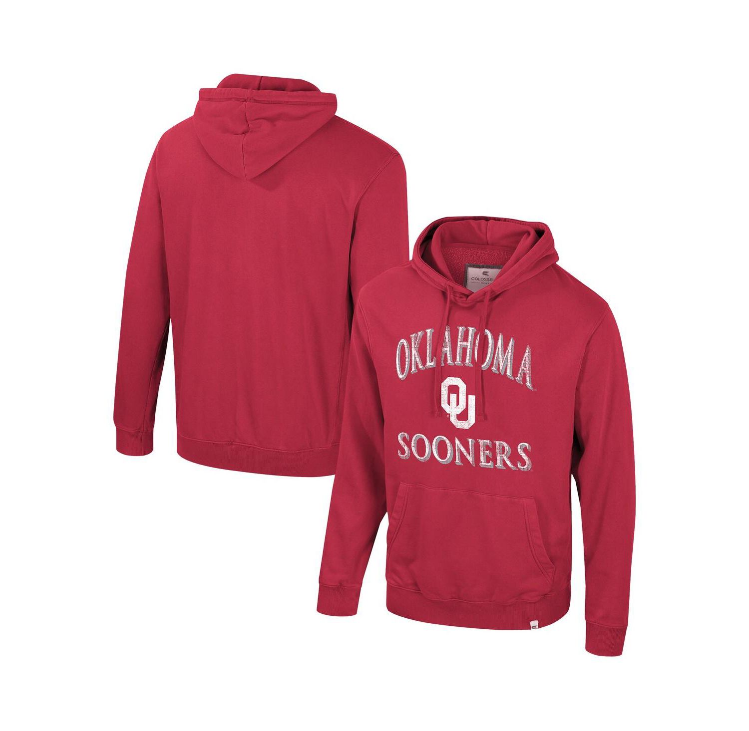 Men's Crimson Oklahoma Sooners Big & Tall Cap E-Tan Pullover Hoodie