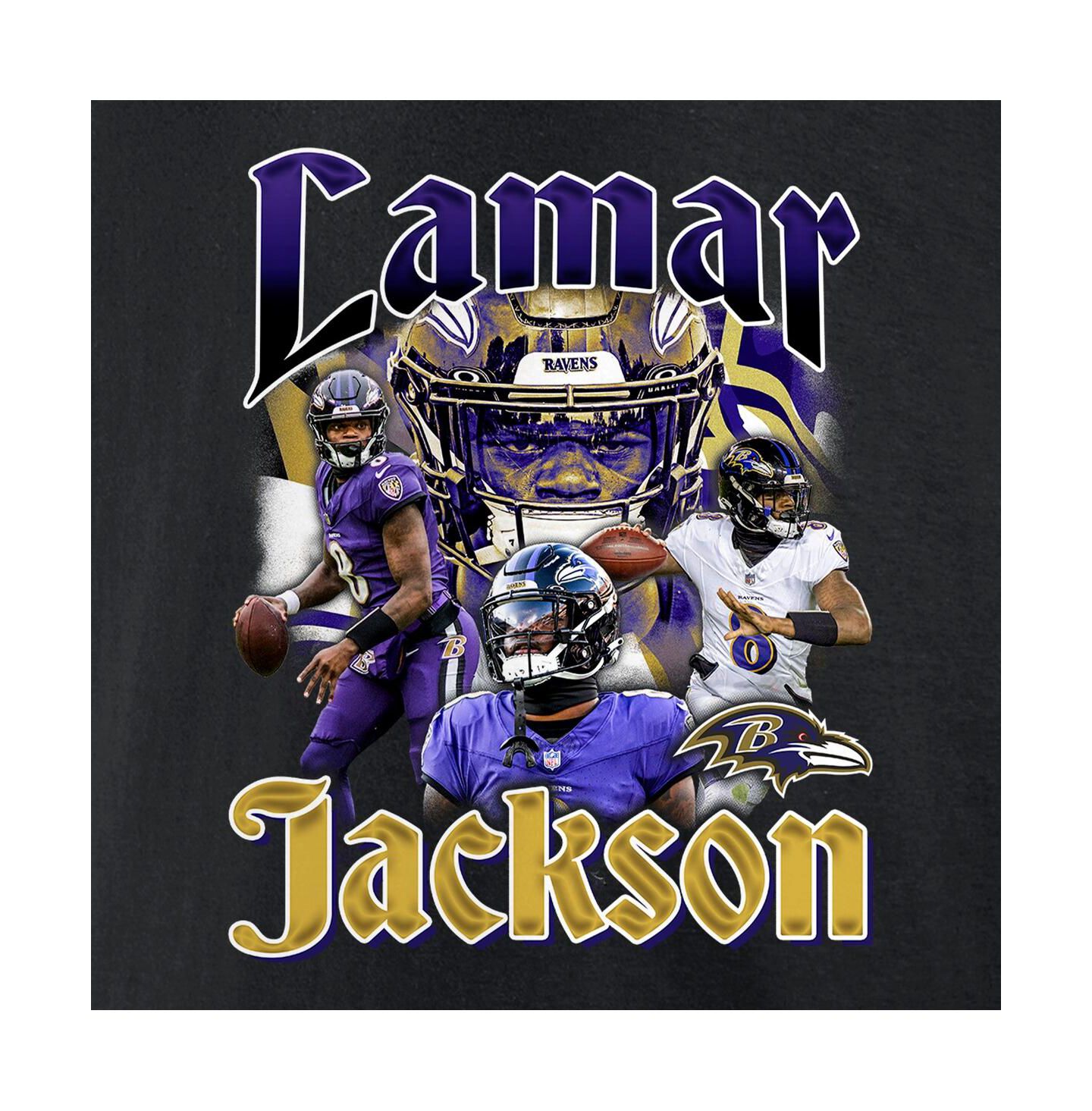 Мужская футболка Fanatics Lamar Jackson Black Baltimore Ravens Notorious Player Graphic — фото 3