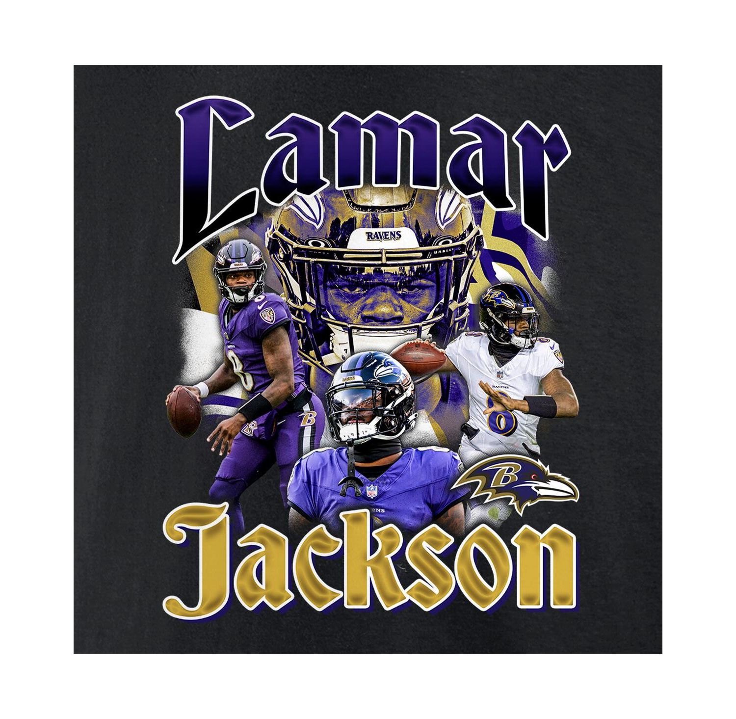 Men's Lamar Jackson Black Baltimore Ravens Notorious Player Graphic T-Shirt