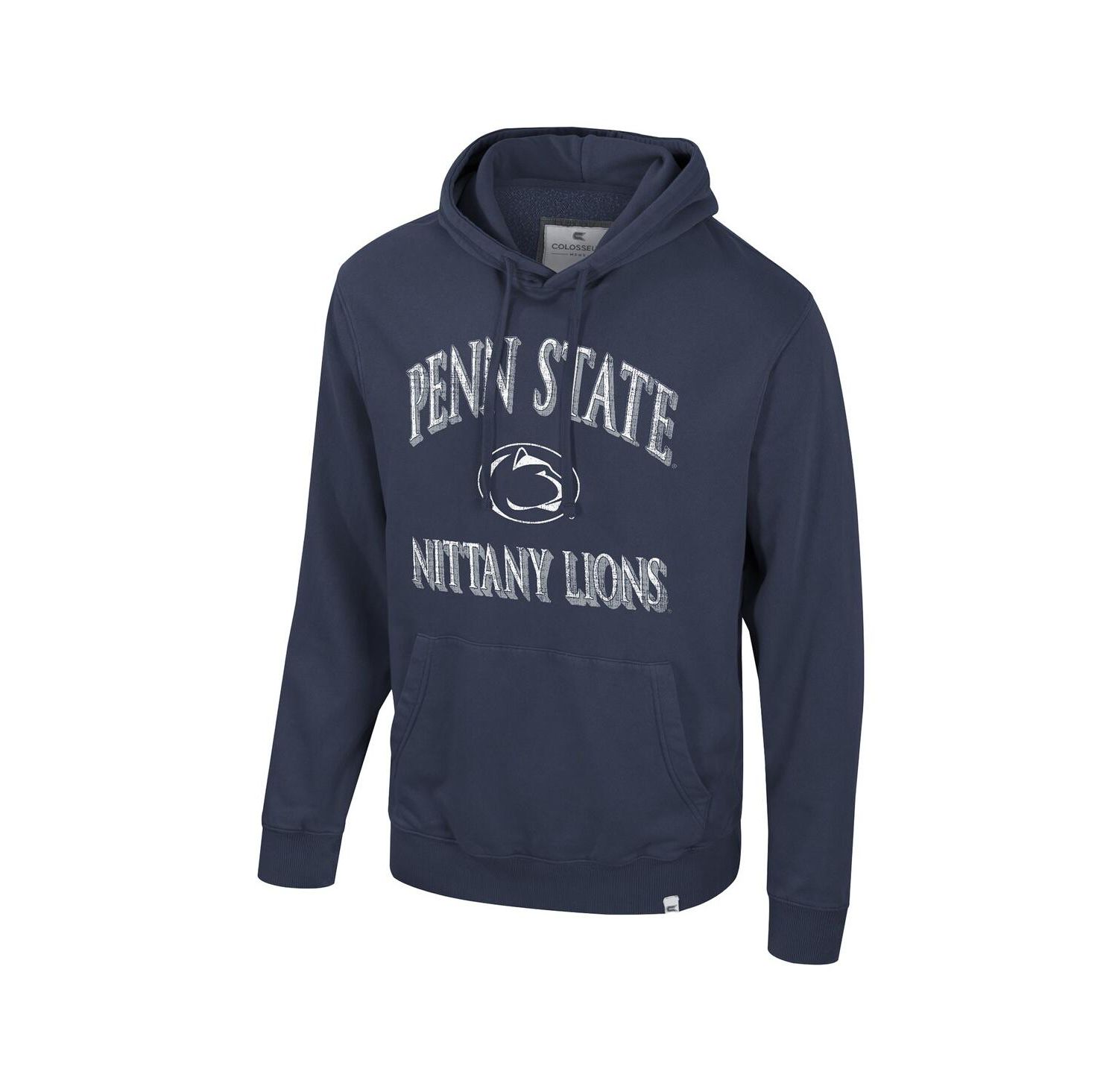 Men's Navy Penn State Nittany Lions Big & Tall Cap E-Tan Pullover Hoodie
