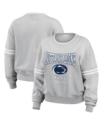 WEAR by Erin Andrews - Women's Heather Gray Penn State Nittany Lions Classic Stripe Pullover Sweater