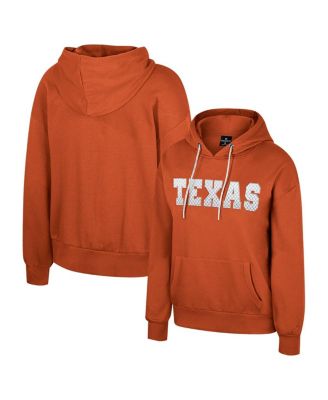 Colosseum - Women's Texas Orange Texas Longhorns Reflection Rhinestone Drawcord Pullover Hoodie