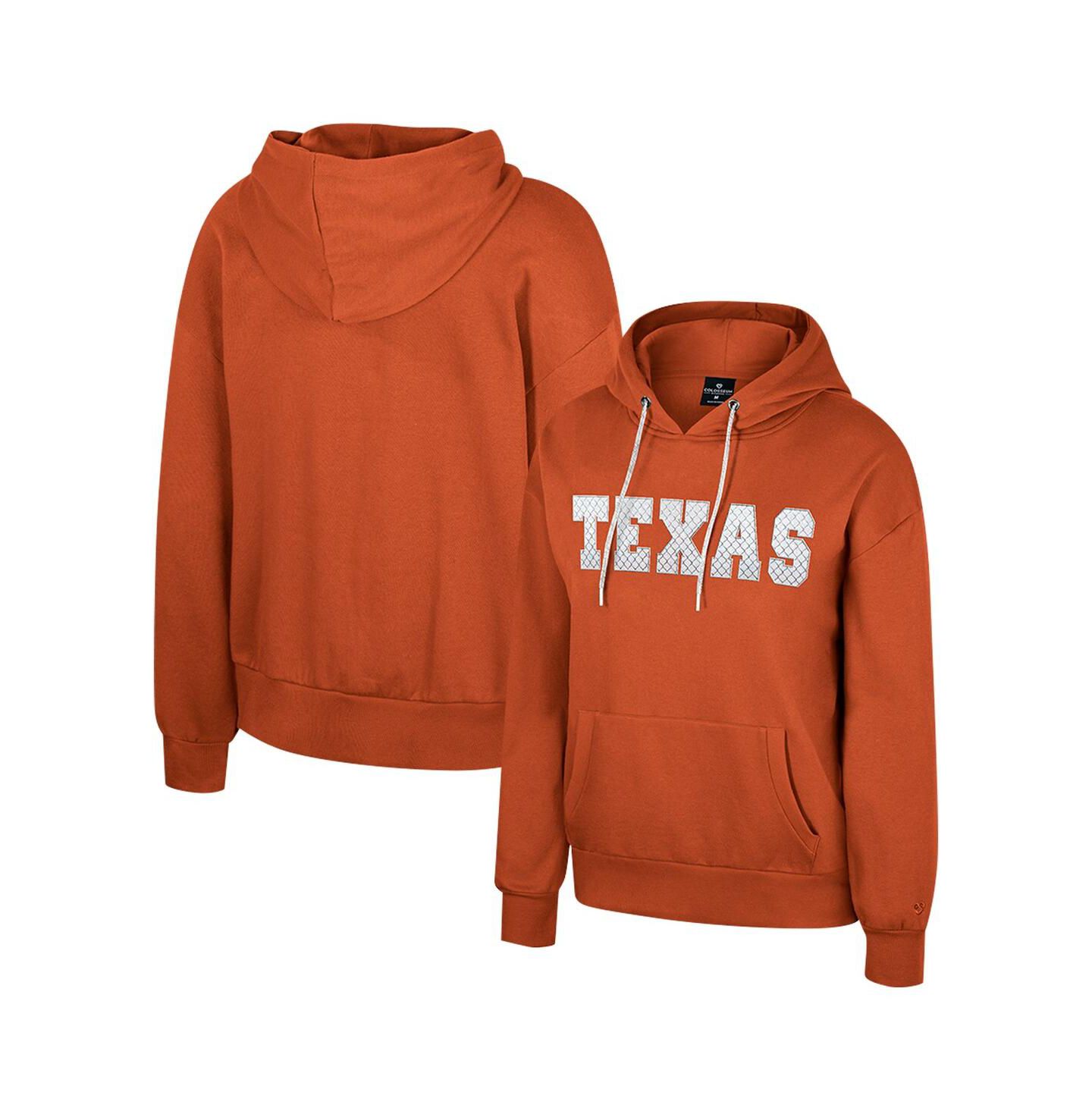 Женское худи Colosseum Texas Orange Texas Longhorns Reflection Rhinestone Drawcord Pullover — фото 1