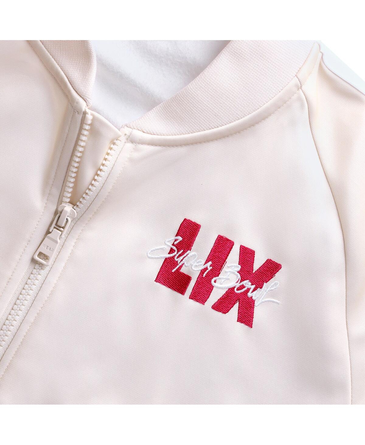 Wear By Erin Andrews Women's Tan Super Bowl Lix Team Print Track Jacket In Tan