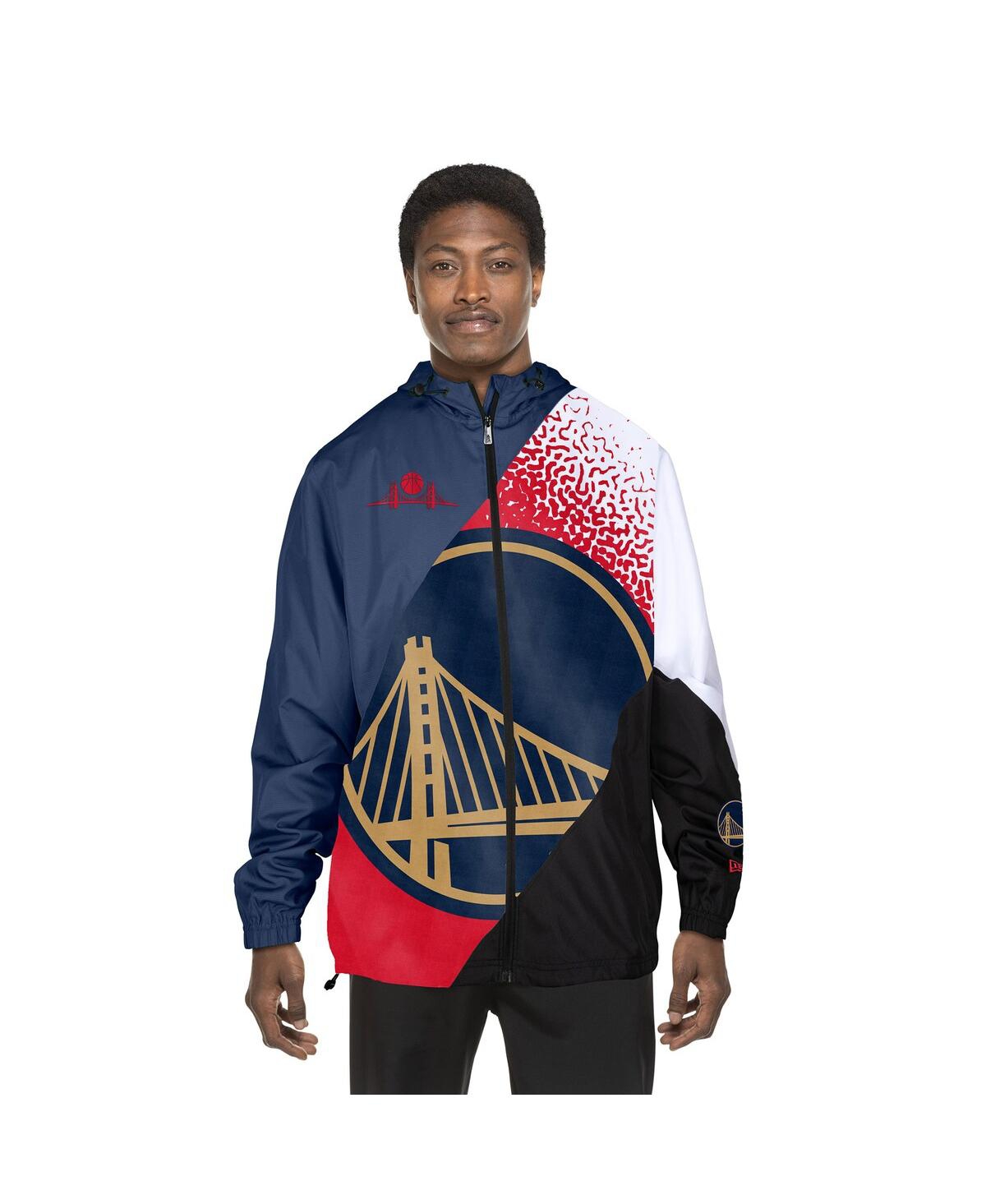 NEW ERA MEN'S NAVY GOLDEN STATE WARRIORS 2024/25 CITY EDITION FULL-ZIP WINDBREAKER JACKET 
