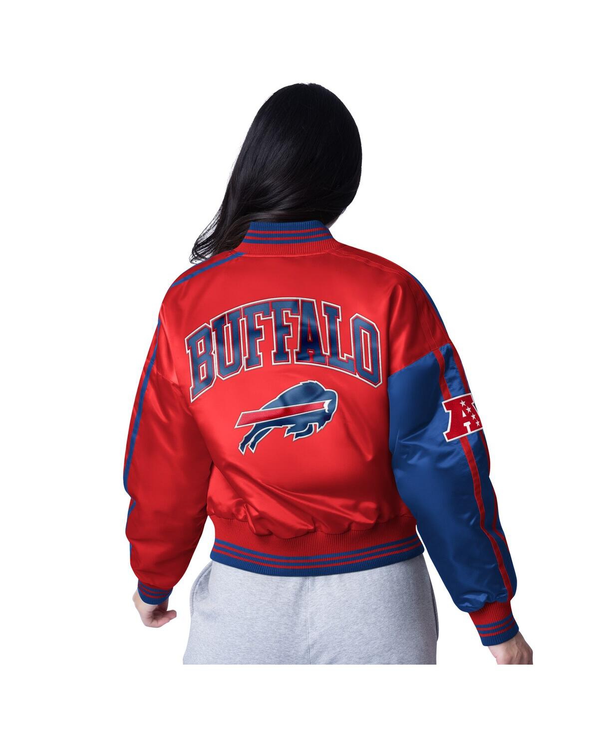 Shop Starter Women's Red/royal Buffalo Bills Cropped Full-snap Jacket In Red,royal
