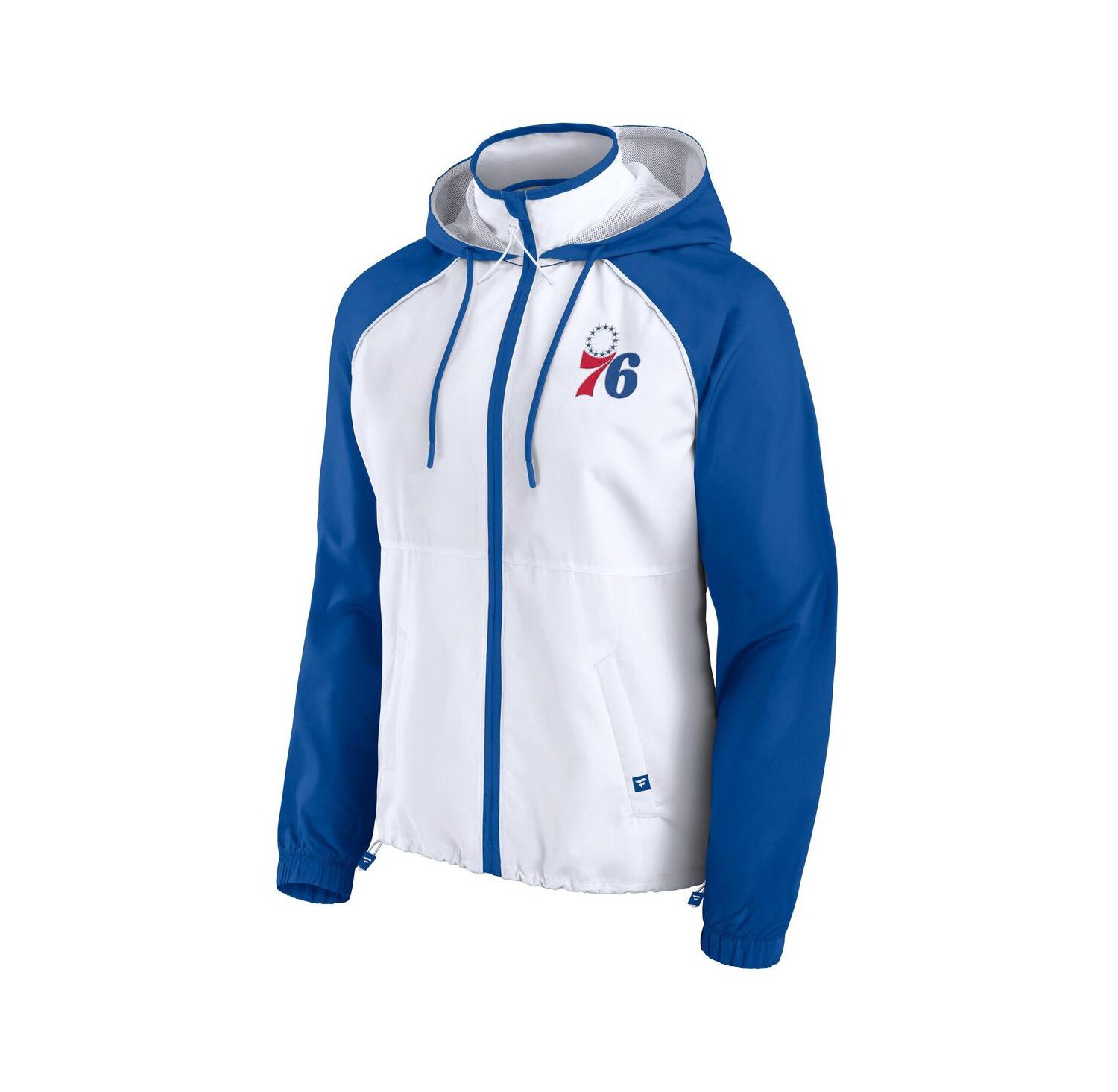 Women's White/Royal Philadelphia 76ers Anorak Raglan Full-Zip Hoodie Jacket