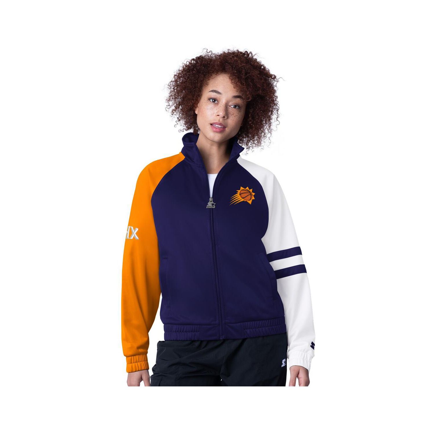 Women's Purple Phoenix Suns Line Up Dolman Raglan Full-Zip Track Jacket