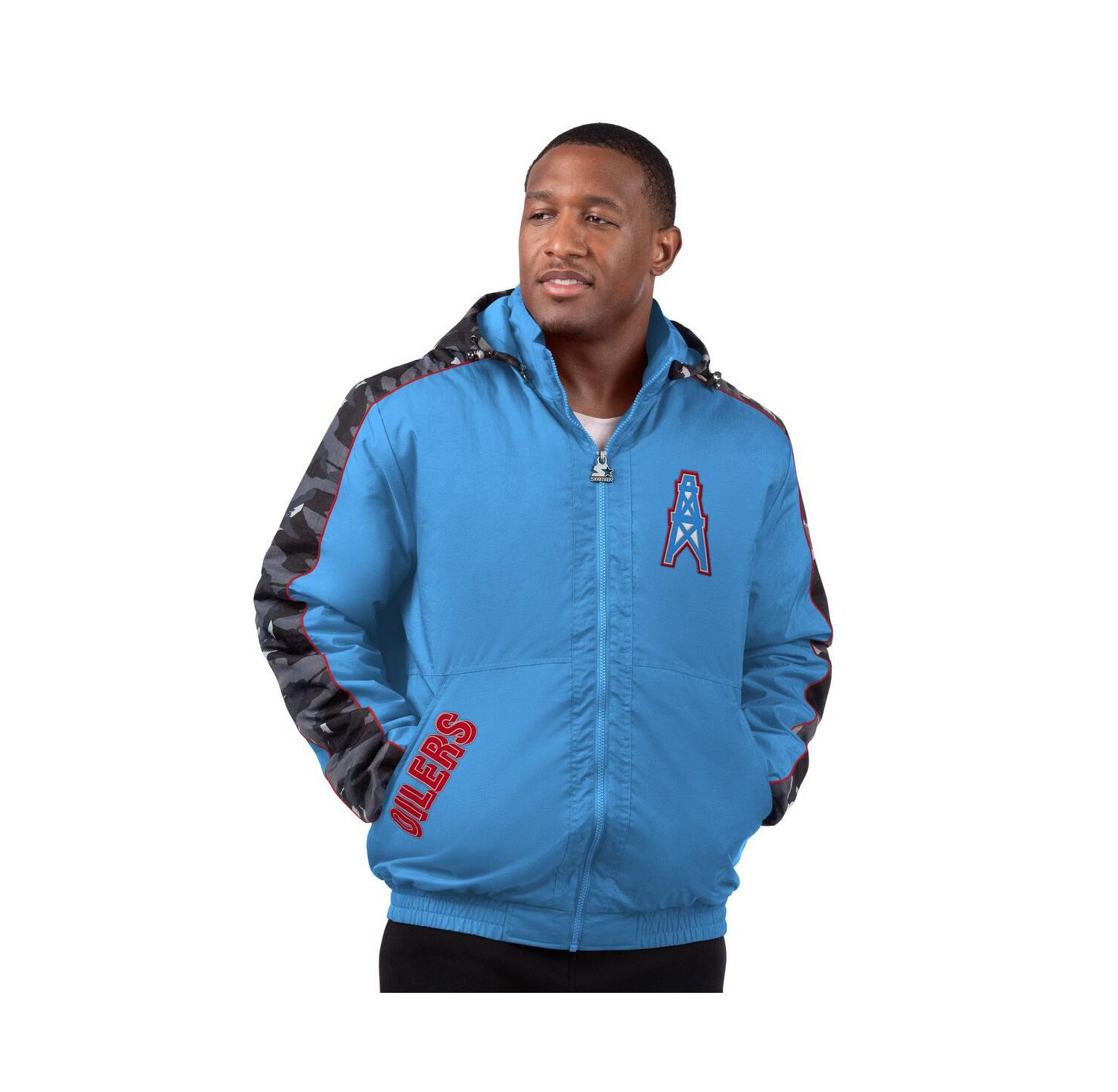 Men's Light Blue Houston Oilers Thursday Night Gridiron Full-Zip Hoodie Jacket