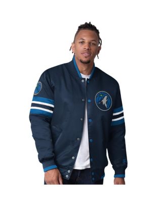 Starter - Men's Blue Minnesota Timberwolves Scout Varsity Satin Full-Snap Jacket