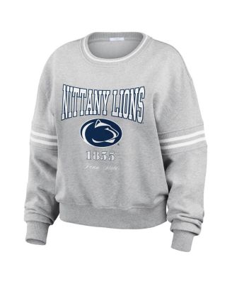 Women's Heather Gray Penn State Nittany Lions Classic Stripe Pullover Sweater