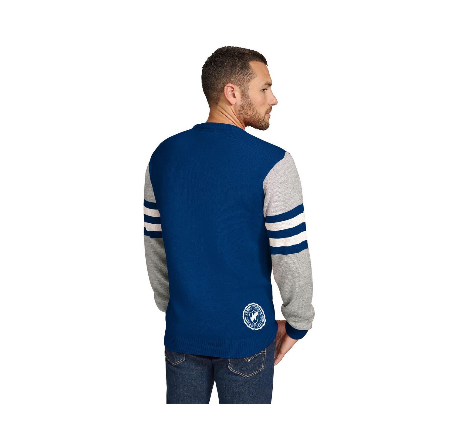 Men's Royal/Heather Gray Indianapolis Colts Acrylic Crewneck Pullover Sweatshirt
