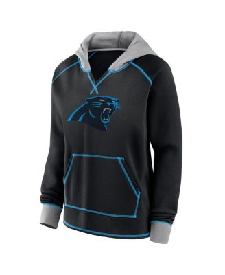 Women's Black Carolina Panthers Boom Fleece Pullover V-Neck Hoodie