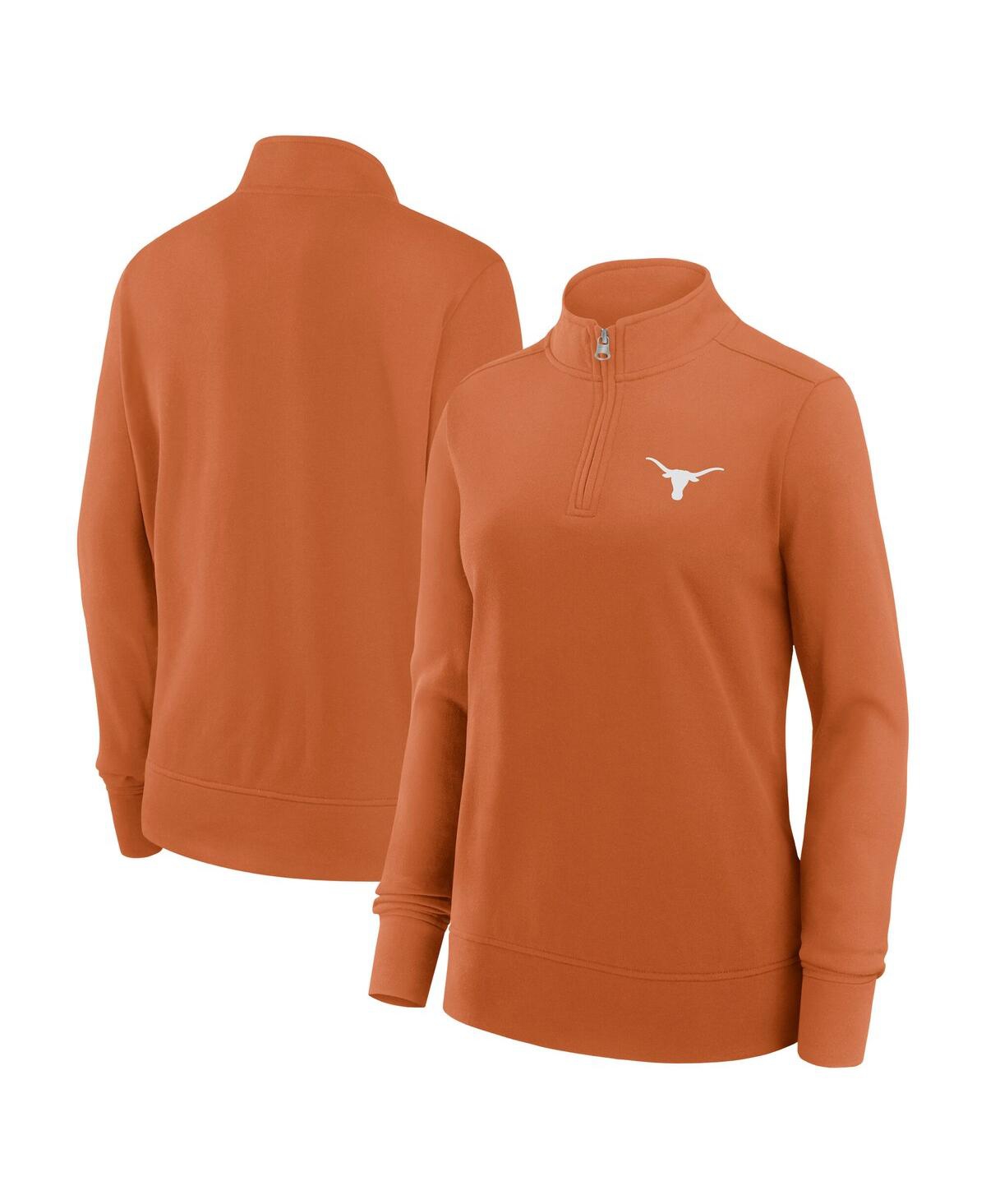 Fanatics Women's Texas Orange Texas Longhorns Velocity French Terry Quarter-zip Jacket In Burnt Orange,gray