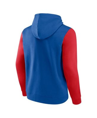 Men's Royal Philadelphia 76ers Outline Colorblock Pullover Hoodie