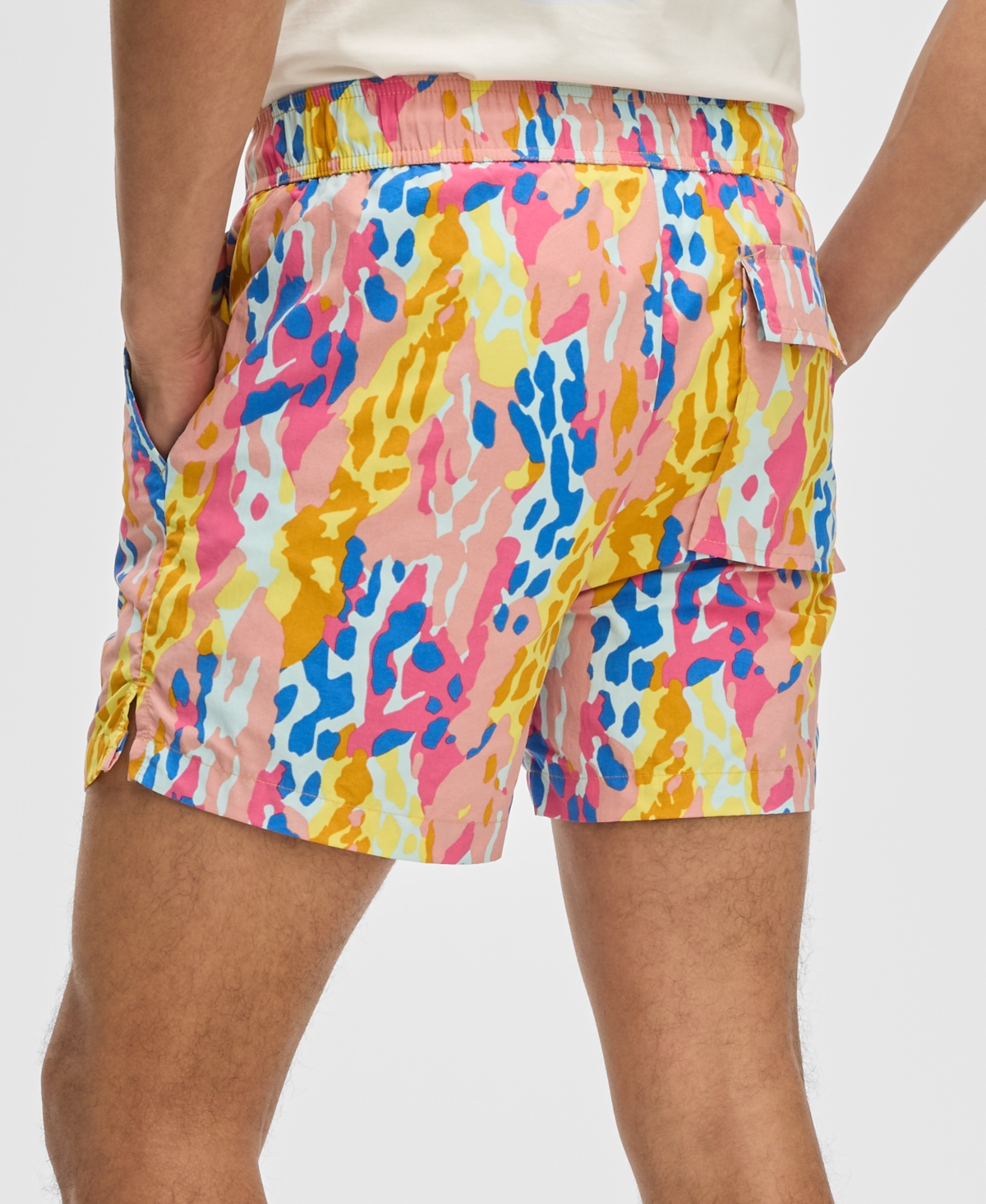 Mode Of One Men's Fashion Animal Regular-fit Printed Swim Trunks, Exclusively At Macy's In Lemon Sun