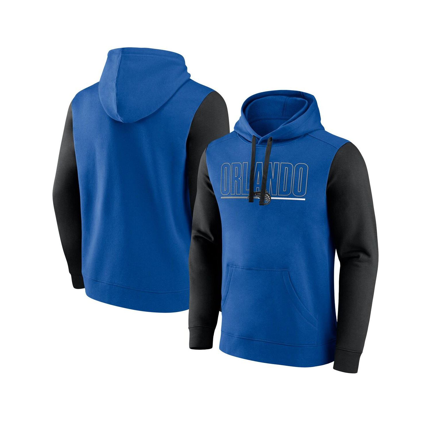 Men's Blue Orlando Magic Outline Colorblock Pullover Hoodie