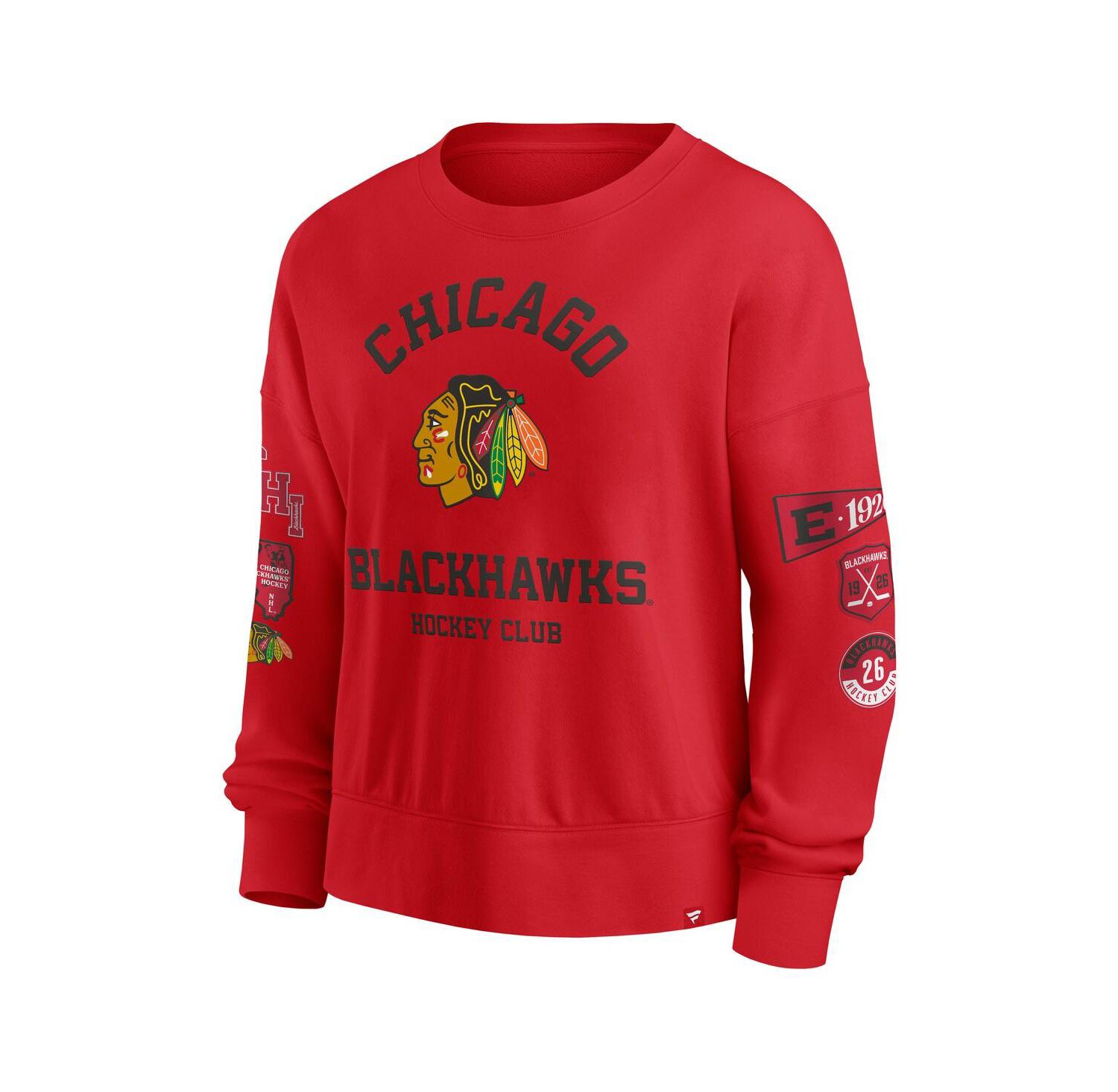 Women's Red Chicago Blackhawks Go Team Pullover Sweatshirt