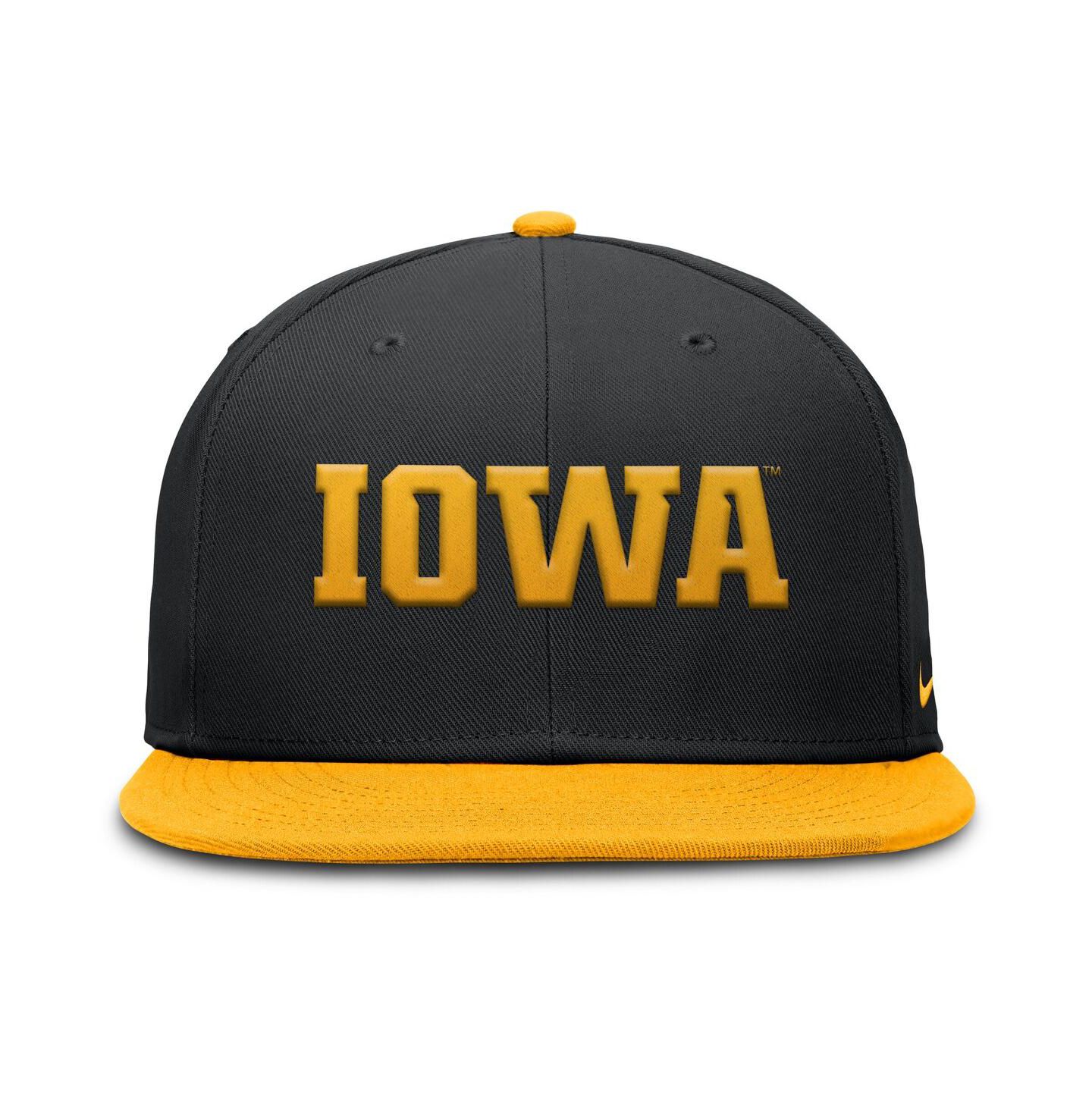 Мужская кепка Nike Black/Gold Iowa Hawkeyes Two-Tone Primetime Performance Fitted Hat — фото 2
