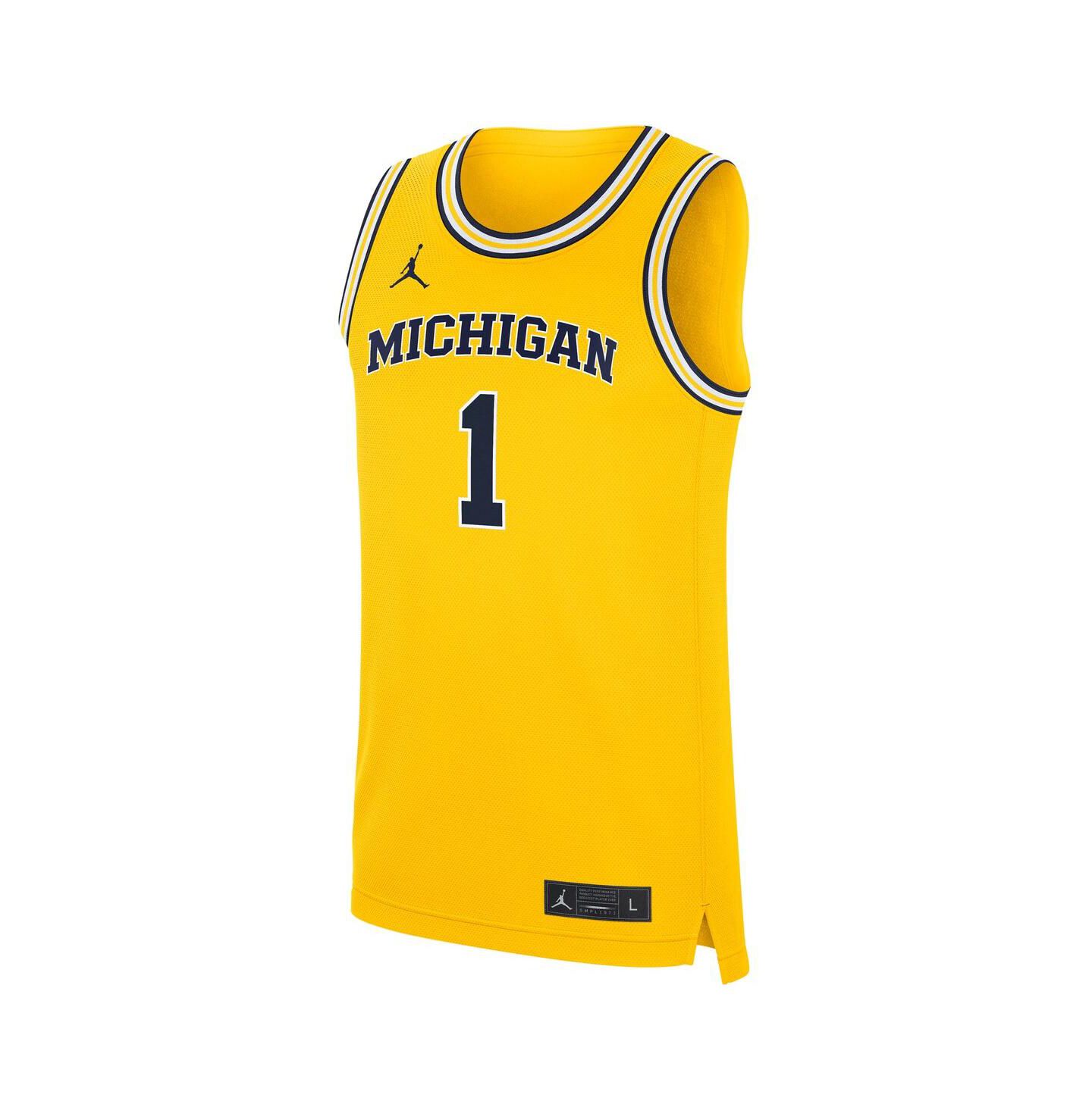 Мужской топ Jordan 1 Maize Michigan Wolverines Alternate Replica Jersey — фото 2