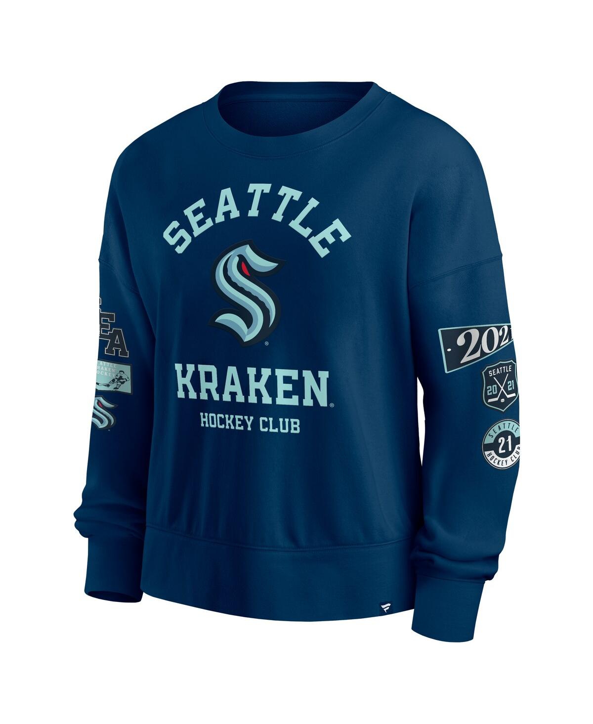 Fanatics Women's Deep Sea Blue Seattle Kraken Go Team Pullover Sweatshirt In Navy