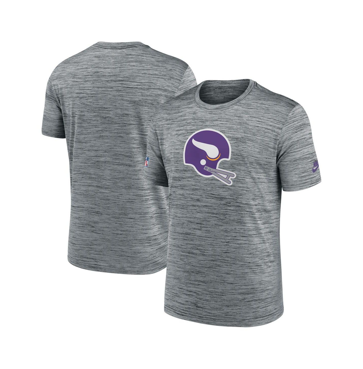 Мужская футболка Nike Heather Gray Minnesota Vikings Velocity Alternate Logo Performance — фото 1