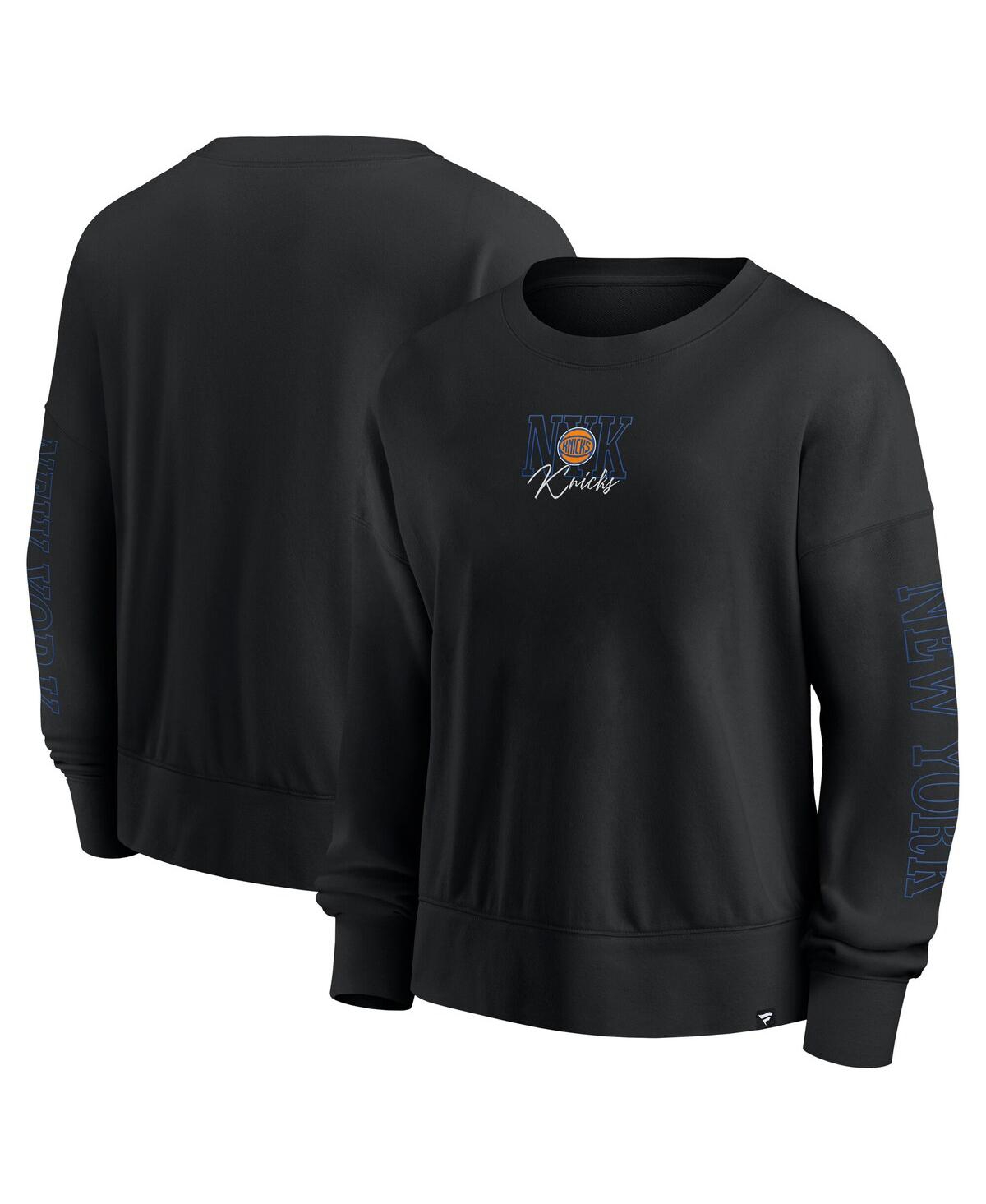FANATICS BLACK NEW YORK KNICKS OVERSIZED GAME DAY PULLOVER SWEATSHIRT 