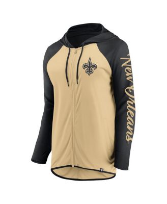 Women's Gold/Black New Orleans Saints Script Full-Zip Hoodie
