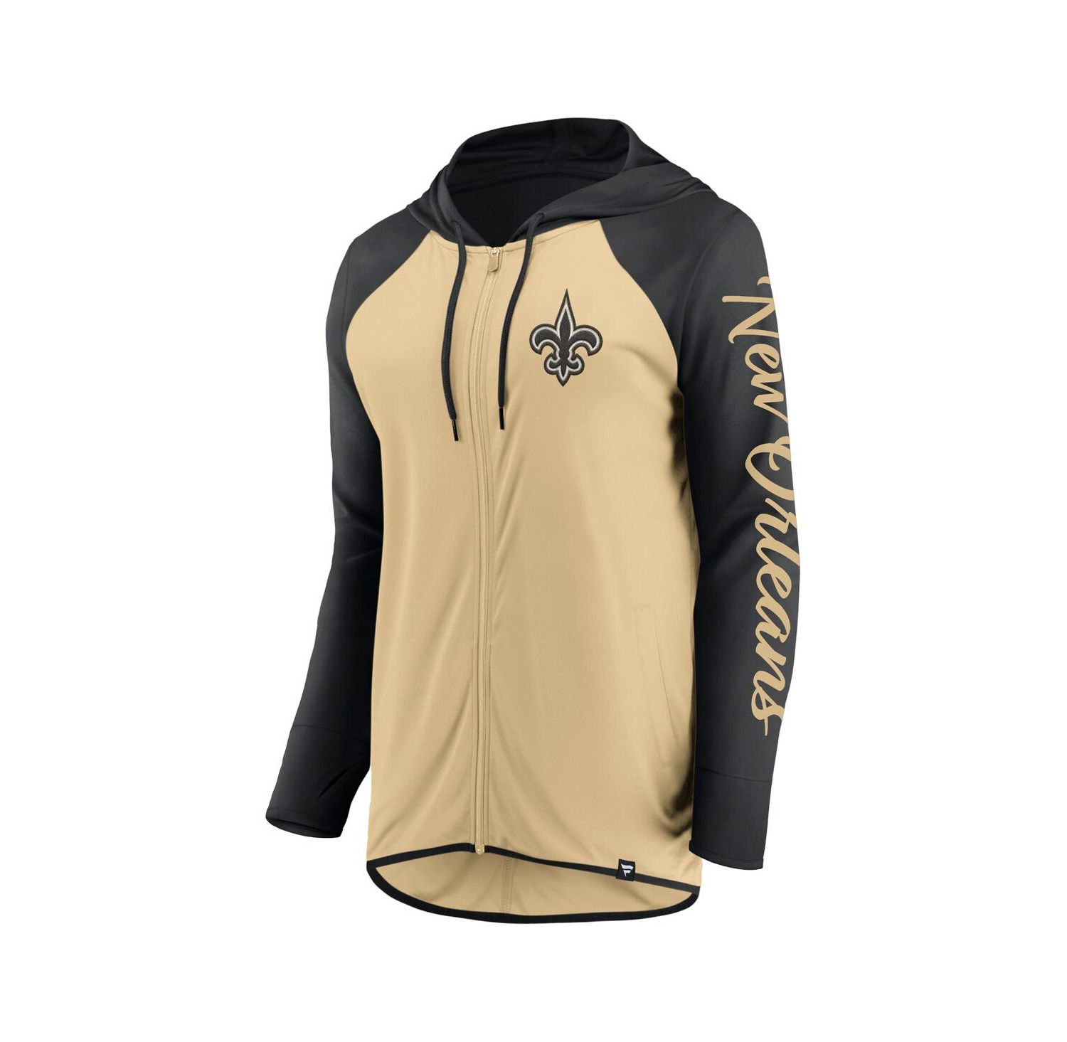 Women's Gold/Black New Orleans Saints Script Full-Zip Hoodie