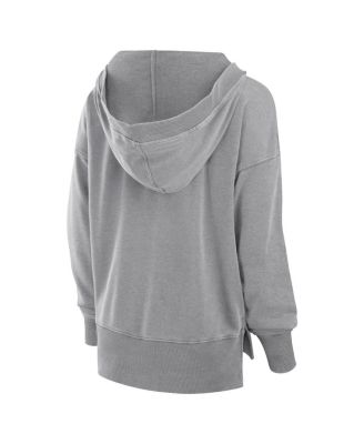 Women's Heather Gray Cleveland Browns Initiative Snow Wash French Terry V-Neck Pullover Hoodie