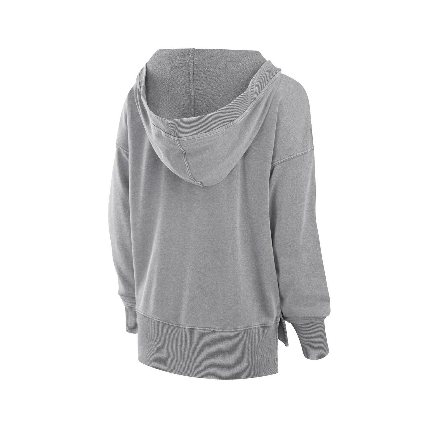 Women's Heather Gray Cleveland Browns Initiative Snow Wash French Terry V-Neck Pullover Hoodie