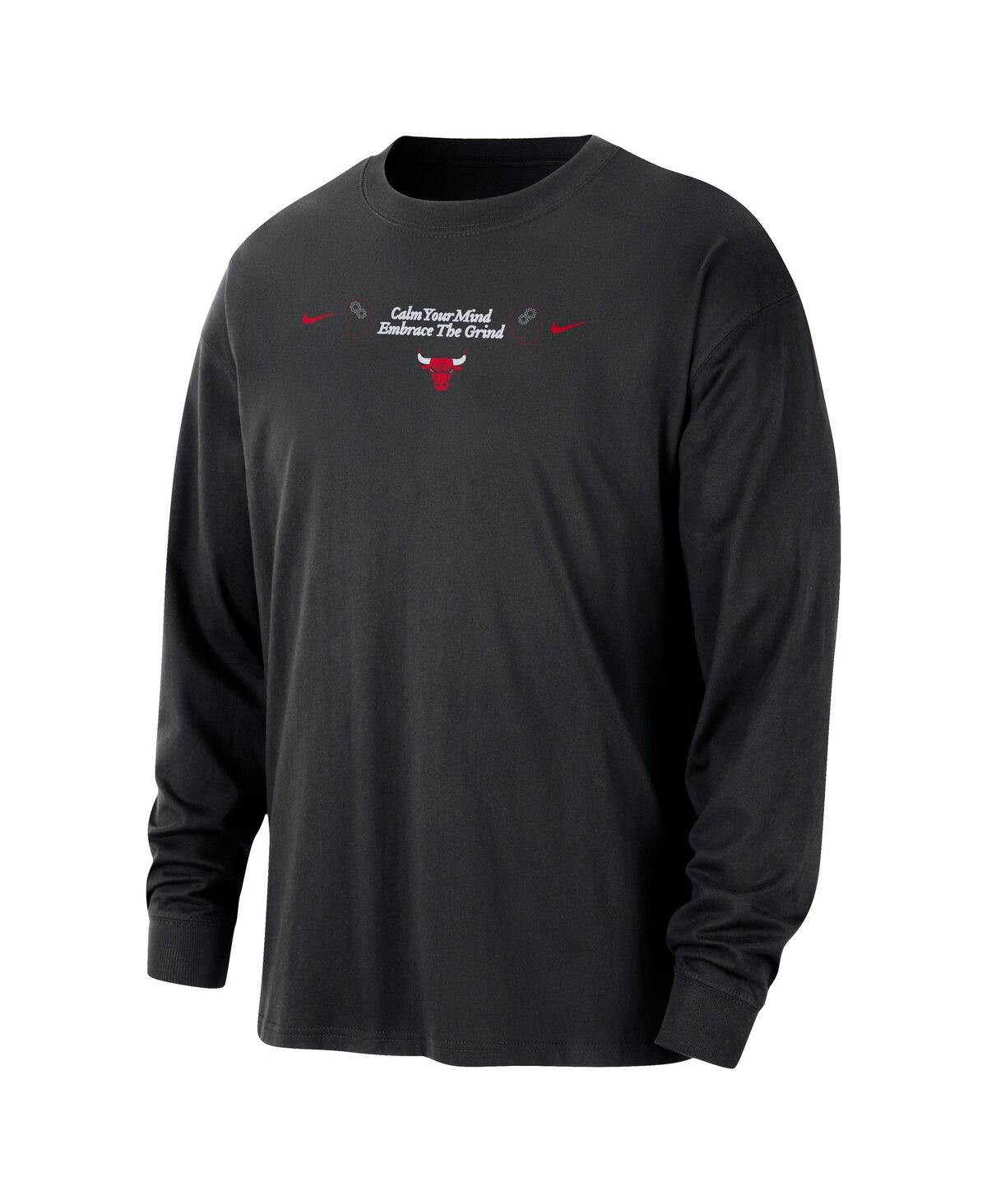 Nike Men's Black Chicago Bulls Courtside Oversized Long Sleeve T-shirt In Black