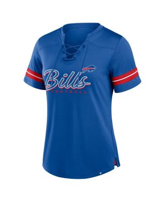 Women's Royal Buffalo Bills Play Script Lace-Up T-Shirt