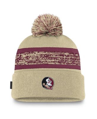 Nike - Men's Gold Florida State Seminoles On-Field Peak Cuffed Knit Hat with Pom