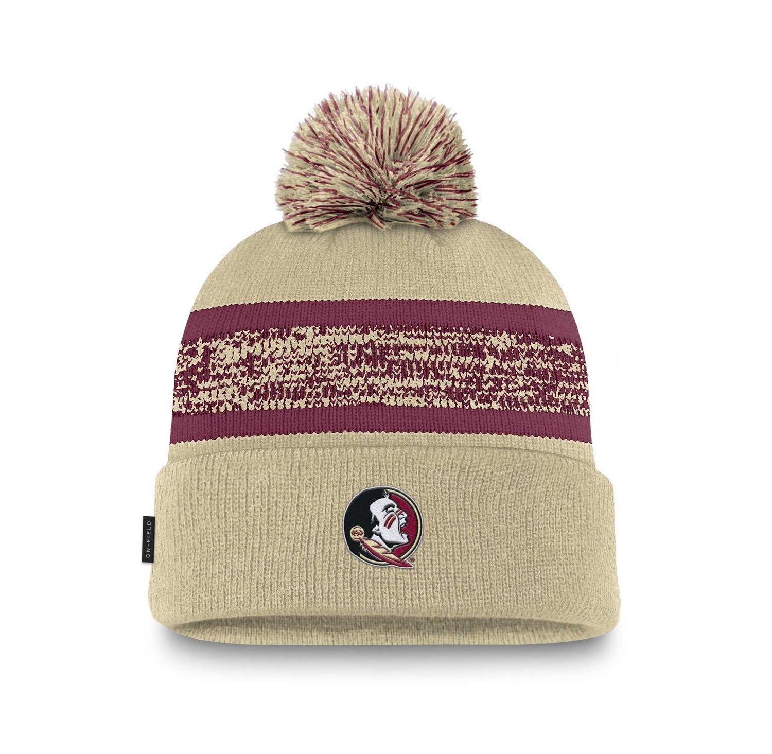 Men's Gold Florida State Seminoles On-Field Peak Cuffed with Pom Knit Hat