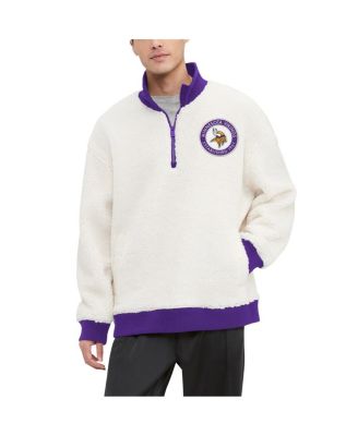 Men's Cream Minnesota Vikings Jordan Sherpa Quarter-Zip Sweatshirt