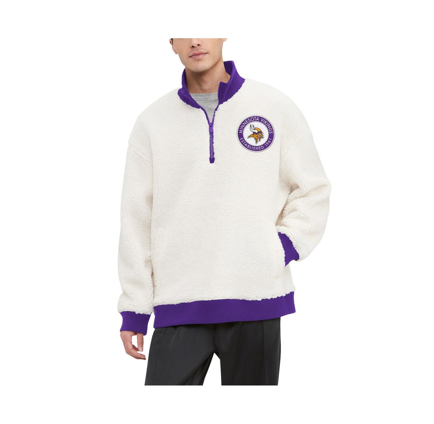 Men's Cream Minnesota Vikings Jordan Sherpa Quarter-Zip Sweatshirt